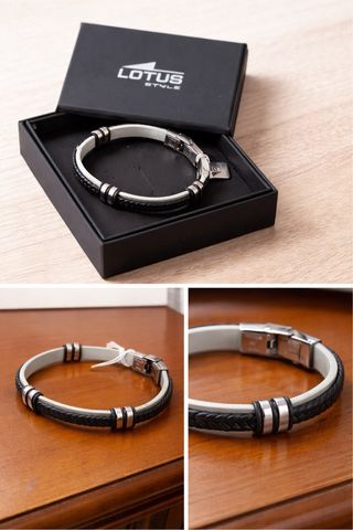 Pulsera Lotus Style Hombre Original Negra y Plata