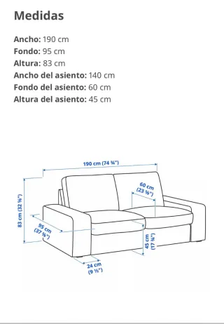 Sofá IKEA KIVIK 2 plazas gris oscuro