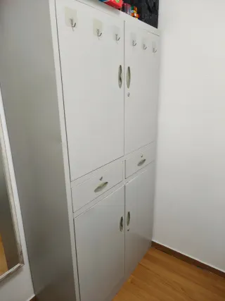 Armario Metálico Gris/plata con Puertas y Cajones