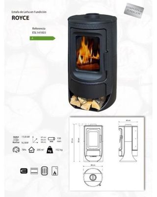 Estufa de Leña Fundicion Nueva ESL141003GRA