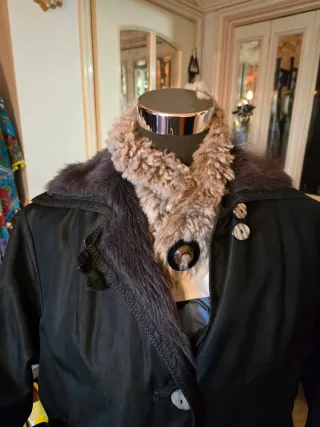 Casaco longo inverno com pelo sintético