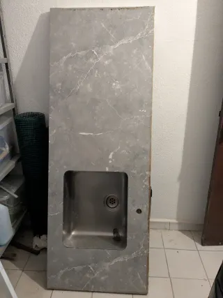 Encimera de madera estratificada con fregadero