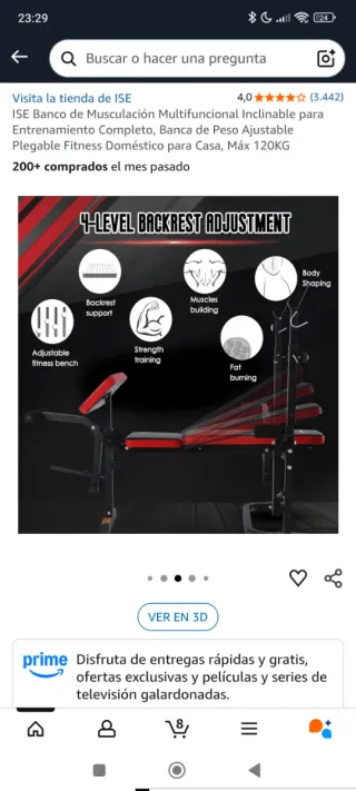 Banco de pesas y abdominales