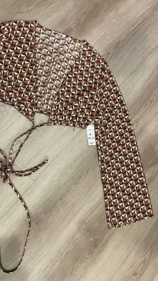 Crop Top Estampado Manga Larga