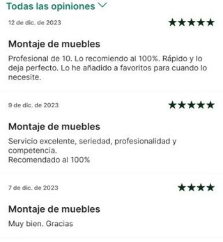 Mobiliario de almacenamiento. Montaje profesional