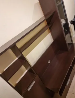 Mueble de salón TV madera y cristal