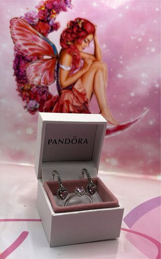 Anillo Pandora Corazón Rosa Plata