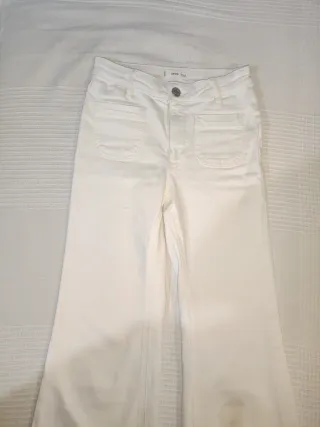Pantalón campana blanco Mango Talla XS