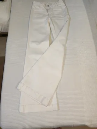 Pantalón campana blanco Mango Talla XS