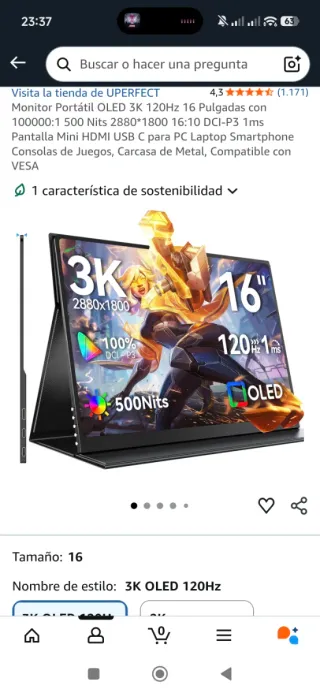 Monitor Portátil OLED 3K 120Hz 16