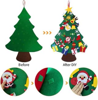 Árbol de Navidad de Fieltro DIY con Adornos