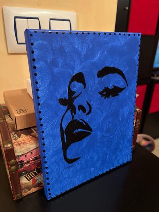 Lienzo pintado a mano - Rostro azul