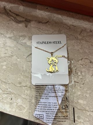 Collana con ciondolo gatto acciaio inox