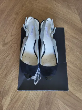 Zapatos Geox Piel Tacón Negro Gris