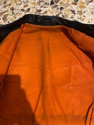 Giacca Pelle Vintage Polizia Nera Taglia L