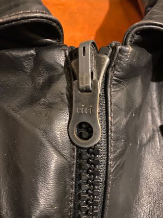 Giacca Pelle Vintage Polizia Nera Taglia L