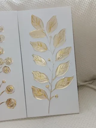 2 Cuadro Decorativo Dorado y Blanco