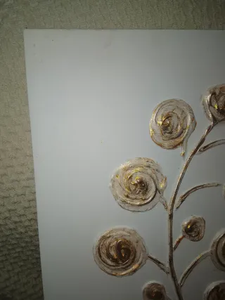 2 Cuadro Decorativo Dorado y Blanco