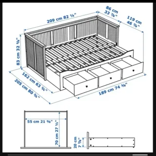 Diván Ikea Hemnes con cajones