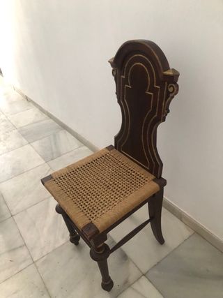 Silla antigua madera olivo asiento y respaldo