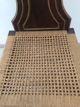 Silla antigua madera olivo asiento y respaldo