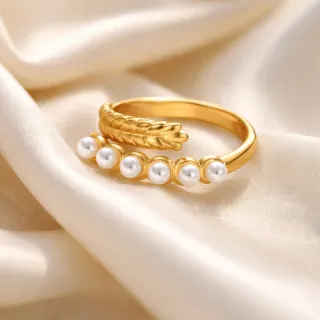 Anillo Oro 18k Chapado Perlas Ajustable