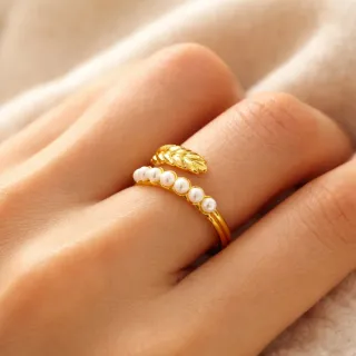 Anillo Oro 18k Chapado Perlas Ajustable