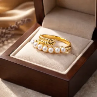 Anillo Oro 18k Chapado Perlas Ajustable