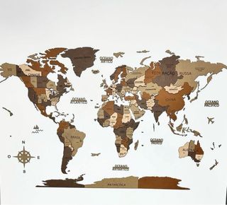 Mapa Mundo 3D Madeira