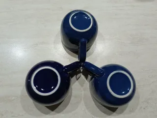 Set 3 Tazze Latte Blu e Bianche