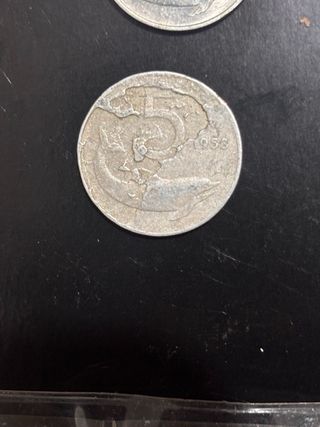 5 Lire Delfino con errore di conio