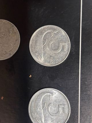 5 Lire Delfino con errore di conio