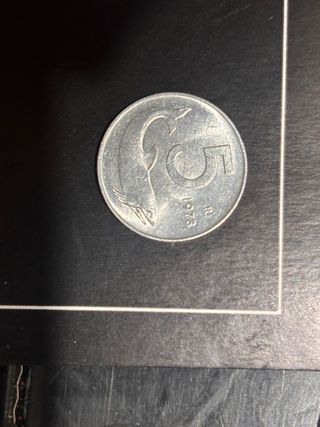 5 Lire Delfino con errore di conio