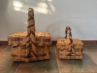 2 Cestas mimbre artesanía canaria