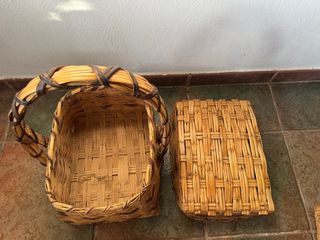 2 Cestas mimbre artesanía canaria