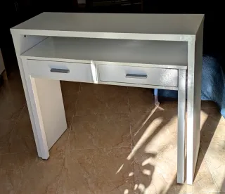 Mesa escritorio consola extensible blanca