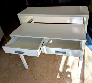 Mesa escritorio consola extensible blanca