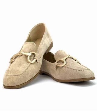 Mocasines beige talla 40 con detalle dorado