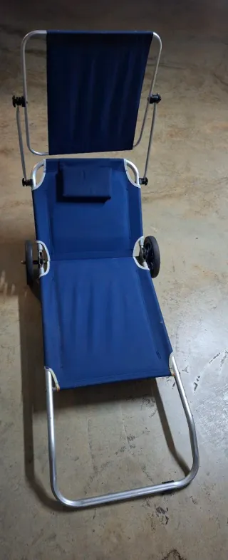 Tumbona Playa Plegable Ruedas Azul