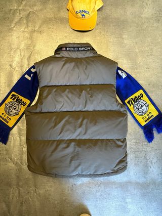 Chaleco Polo Sport Vintage Plumas Marrón