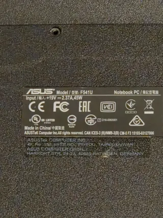 ASUS F541U Portátil Negro/Gris