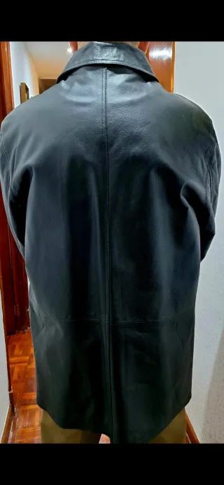 Chaquetón de piel negro hombre Talla G