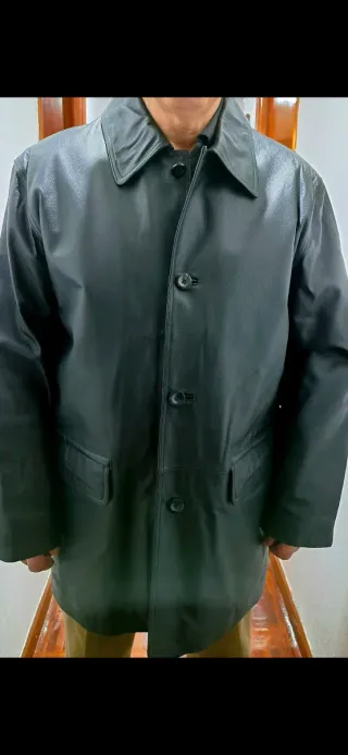 Chaquetón de piel negro hombre Talla G