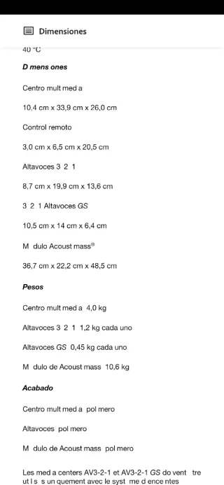 Altavoz Bose 3-2-1 (unidad)