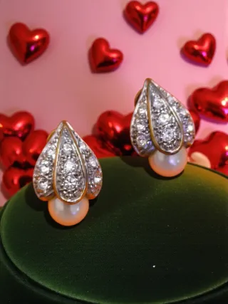 Pendientes Vintage Perla y Circonitas