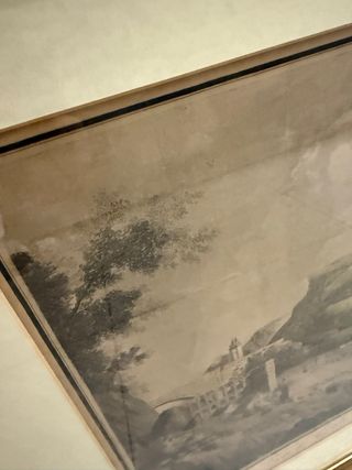 Grabado antiguo Vista del Castillo Cervantes