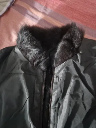 Abrigo piel conejo auténtica marrón oscuro intenso