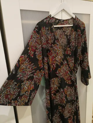 Vestido kimono largo estampado