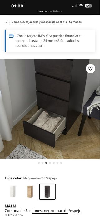 Cómoda IKEA MALM 6 cajones alta