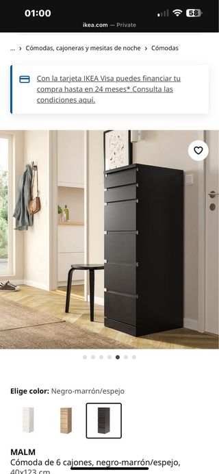 Cómoda IKEA MALM 6 cajones alta